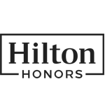 The image is a logo for Hilton Honors, the loyalty rewards program for Hilton Hotels, with the text inside a rectangular border.